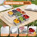Snackle Box Container, 304 Stainless Steel Snack Containers, Portable Snacklebox for Veggie, Candy, Divided Serving Tray with Lid and Handle, 8 Compartment Fruit Platter for Party, Picnic, Travel