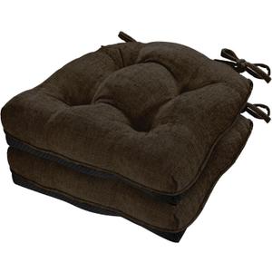 Cozyide Chair Cushions for Dining Chairs, 17" x 17" Non-Slip Kitchen Chair Pads with Adjustable Ties, Indoor Chair Cushions for Dining Room, Chocolate (Pack of 2)