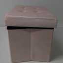 LINMAGCO Small Velvet Ottoman with Storage Rectangle Foot Rest Under Desk Stool for Room Folding Ottoman Furniture with Button turfted-Lightpink 16X12X12IN