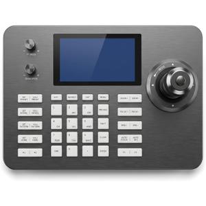 Hsility PTZ Controller Camera Controller POE Network 4D Joystick Decoding Keyboard Indoor with 5 Inch LCD Screen, 480p