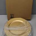 ZEAYEA 12 Pack Gold Charger Plates, 13 Inch Plastic Round Dinner Charger Plates for Wedding Party, Elegant Tabletop Decor