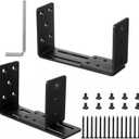 Adjustable Door Barricade Brackets, 2 x Door Security Brackets, Drop Open Bar Holder for Security Door, U Bracket Door Barricade Security Bar Bracket for Outswing Inswing Doors Gates 2x4