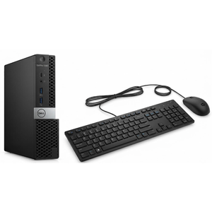 Dell OptiPlex 5060 Micro Intel Core i5-8500T 2.1GHz, 16GB RAM, 256GB SSD, Windows 11 Pro 64bit and HP 128 Laser Wired Mouse - Laser - Cable - USB - 1200 dpi - Scroll Wheel, Dell 1293 Wired Keyboard - KB216p