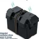 Attwood 9067-1 Vented Battery Box with Mounting Strap, Fits Group 27 Series Batteries, Black