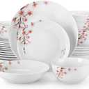 VEWEET Dinnerware Sets for 6, 24 Pieces Porcelain Plates and Bowls Set with Pink Floral, Classic Dishes Set Dining Ware for Dinner, Microwave Dishwasher Safe, Series ANNIE