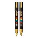 Posca 2 Gold Acrylic Paint Markers with Reversible Tips 1.8-2.5mm Medium Paint Pens - Perfect for Crafting, Art Projects, & More