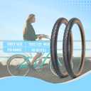 MOHEGIA Beach Cruiser Bike Tires Replacement Kit with 2 Pack 26 x 2.125 Inch Folding Bicycle Tires, Tubes and Tire Levers/ Brown Side Wall