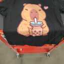 Cute Capybara Kawaii Anime Drinking Bubble Tea Lover Girls T-Shirt Large