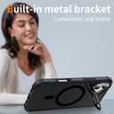 ADDIT for iPhone 16 Case iPhone 16 Magnetic Phone Case Fits MagSafe Military-Grade Translucent Matte Back Built-in Camera Stash Stand Case Fit for iPhone 16 (Black)