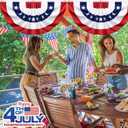 4 Pack 250th Anniversary USA Pleated Half Fan Bunting Flags, 1.5 x 3 Feet Bunting Flags Outdoor Memorial Day Fourth of July Independence Day 4th of July Decorations