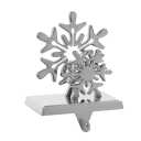 sunepany Silver Snowflake Christmas Stocking Holders for Mantle Stocking Hangers Set of 2 Stocking Hooks Fireplace Mantel Decor