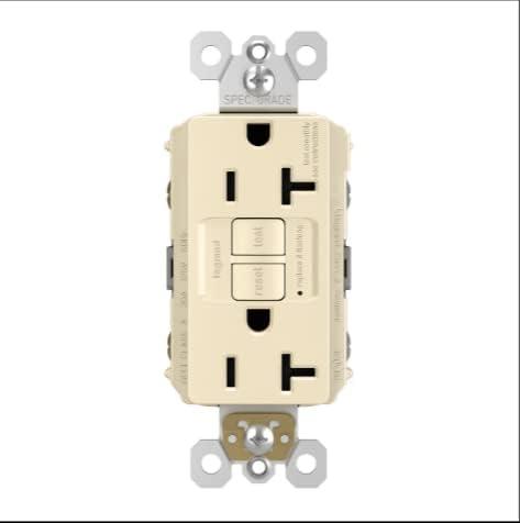 Legrand radiant 2097LACCD12 20 Amp GFCI Self Test Decorator Duplex Outlet, Light Almond (1 Count)