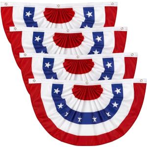 1.5x3 Ft Patriotic American Flag Bunting for Outside with Pleated Fan Design, Patriotic USA Banner for Independence Day and America 250th Anniversary Decor with Reinforced Grommets