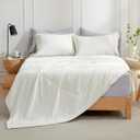 Cozy Bliss Cooling Comforter Queen Size, Cooling Blankets for Hot Sleepers and Night Sweats, Cream Summer Comforter for Queen Size Bed, Breathable Soft Lightweight Silk Smooth
