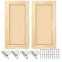 Cinnvoice 2 Pcs 12'' W x 24'' H Unfinished Pine Kitchen Cabinet Door Replacement with 4 Pcs Cabinet Hinges Wood Shaker Door Front Replacement for Kitchen, Bathroom, Vanity