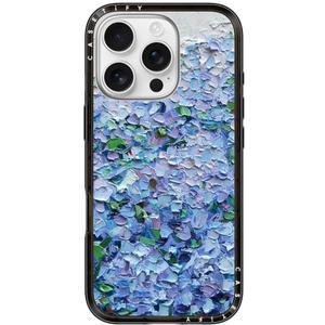 CASETiFY Compact iPhone 16 Pro Case [Slim and Sleek/Compatible with Magsafe / 4 ft. 2X Military Grade Drop Protection] - Nantucket Blue Hydrangeas - Clear Black