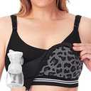 Momcozy Pumping Bra Hands Free | Seamless Nursing Bras for Pumping | Breast Pump Bra with Fixed Padding, Wireless Black (2XL)