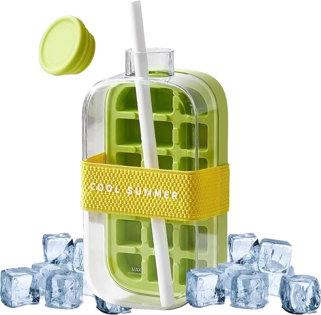 2-in-1 Ice Cube Tray and Storage Container, 18 Cubes, Ice Cube Tray with Lid and Bin,Ice Cube Trays for Freezer,Stackable with Storage Iced Bucket Kits, for Soup, Food, Cocktail, Coffee