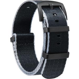 BINLUN Nylon Watch Band Thick G10 Premium Ballistic Nylon Multicolor Replacement Watch Straps with Silver/Black Stainless Steel Buckle for Men Women 18mm 20mm 22mm 24mm (B-Grey Edge)