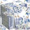Karenhi 200 Pcs Watercolor Hydrangea Guest Napkins 2 Ply Spring Paper Guest Towels for Bathroom Blue Floral Disposable Hand Towels Decorative Dinner Napkins Bridal Shower Napkins for Wedding Party
