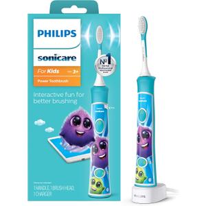 Philips Sonicare for Kids 3+ Bluetooth Connected Rechargeable Electric Power Toothbrush, Interactive for Better Brushing, Turquoise, HX6321/02