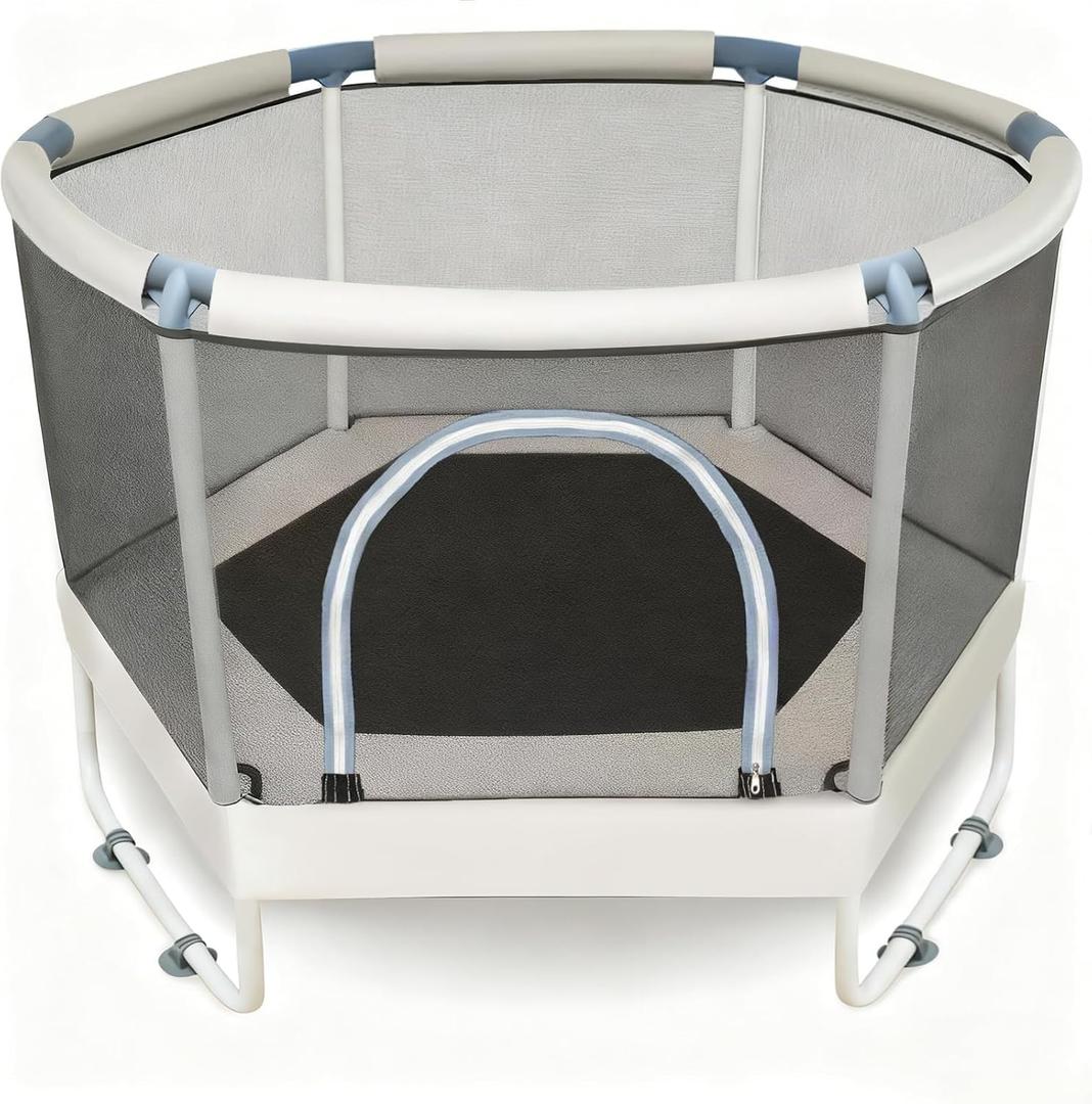 LUSK 60'' Kids Trampoline, Indoor Toddler Trampoline with Safety Net, 500lb Capacity, Safe No-Gap Design & Kid-Friendly Materials, Gifts for Boys & Girls