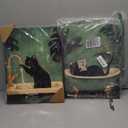 Cat Bathroom Wall Art Funny Canvas Wall Decor Black Cat Pictures Cute Prints Whimsical Bathroom Poster Quirky Animal Art Green Vintage Painting Artwork Cute Posters Toilet 12x16x3 Inch Ready to Hang