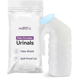Portable Urinals for Men - Glow in The Dark Tight Seal Lid Male Urinal Bottle - Spill Proof Pee Bottles for Men - Versatile Travel Urinal - 32 oz. Urine Bottles for Men - 6 Pack