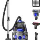 Canister Vacuum Cleaner, 40Kpa 1600W Cyclon Power Bagless Canister Vacuum Cleaners for Home, 3.7QT Large Dust Cup, Lightweight Vac for Hard Floors, Carpets, Pet Hair, Blue