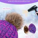 Senker Fashion Winter Kids Hat and Gloves Set for Boys Girls Toddler Pompom Knit Thick Warm Fleece Lined Cold weather (Pink Purple)