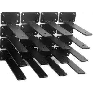 16 Pack - 8 inch Black Hidden L Shelf Bracket (1/5 Inch Thicked) Iron Floating Shelf Brackets Rustic Industrial Metal Brackets for Shelf Support