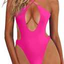 HYPERFIRE Women's Sexy Criss Cross Halter Bathing Suit Cut Out Backless Monokini Swimsuits One Piece (Hot Pink)