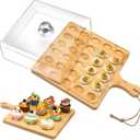 Vercraft Christmas Wooden Deviled Egg Platter with Lid and Handle 30 Holes Round Deviled Egg Tray Reversible Charcuterie Board Wooden Serving Tray Containers Holder for Countertop Easter(Bamboo)