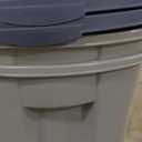 Rubbermaid ECOSense High-Top Storage Totes 28 Gal Pack of 4 Durable, Reusable, Large Plastic Storage Bins with Resting Hinged Lid, Made from Recycled Materials (Blue & Grey)