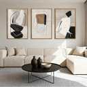 ANHUIB Large Neutral Abstract Wall Art Canvas,Black Beige Artwork, Modern Textured Framed Wall Art, Minimalist Geometric Painting,16x24 Inches Set of 3 for Living Room Bedroom