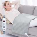 WOOMER Extra Large Heating Pad, 17"x33" XL Heating Pad, Heat Pad with Multi-Color Option, Moist Heat Therapy Feature, Auto Shut-Off, Power Cords Storage Belt (Grey)