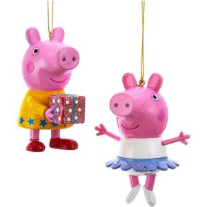 Kurt Adler Set/2 Peppa Pig Ballerina Christmas Tree Ornaments