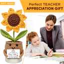 Teacher Appreciation Gifts for Women, Teacher gifts for Women - Gifts for Teachers Appreciation Week, End of Year, Birthday, Back To School - Positive Crochet Sunflower Handmade, Teacher Crochet Gift
