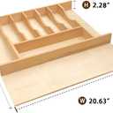 Silverware Drawer Organizer - Trim-to-Fit with Adjustable Dividers for Kitchen Utensil Storage, Beech Wood Frame with 11 Sizes (20.63" W x 22" D)