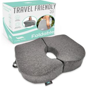 Cushy Tushy Tailbone Pain Relief Cushion - Premium Foldable Travel Tailbone Seat Cushion - for Relief of Lower Back, Sciatic, Butt and Tailbone Pain - Perfect for Home, Office & Driving