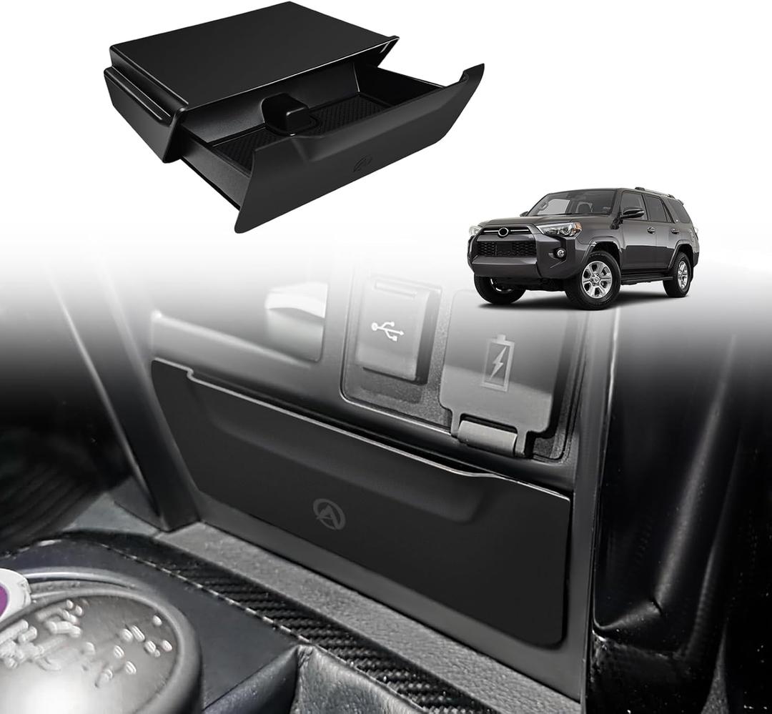 Muslogy Console Storage Drawer Compatible with Toyota 4Runner 2014-2022 2023 2024 Accessories Center Console Organizer Insert Cubby Storage Box With Anti-Slip Mat (One-Touch Self-Locking Mechanism)