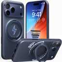 TORRAS 360 Magnetic Stand for iPhone 17 Pro Case, Ostand 3.0 [Fit for MagSafe][4X Mil-Grade Shockproof] Rotatable Kickstand Protective Cover, Camera Control Button, Translucent Deep Blue, O3 Fitness