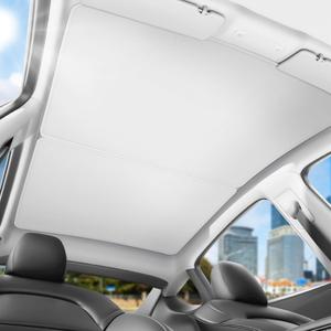 2024 Upgraded Non-Sag Sunshade Roof for Tesla Model Y Glass Roof, Foldable Sunshade with Storage Bag, Heat Insulation UV Sun Blocking Sunroof for 2021-2023 Tesla Model Y