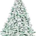Outroad 6ft Snow Flocked Christmas Tree Premium Hinged Artificial Pine Tree,Xmas Tree Metal Stand and 800 Lush Branch Tips Holiday Decorate, Easy to Assemble, White