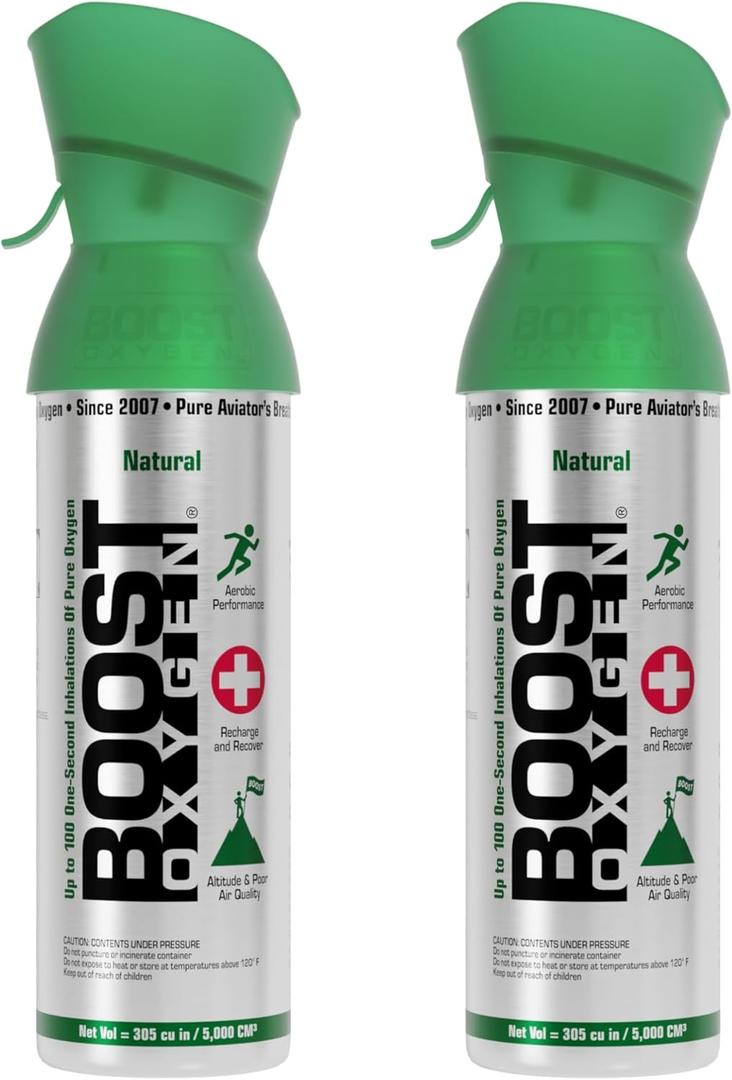 Boost Oxygen Medium Natural 5L Canister | Respiratory Support for Aerobic Recovery, Altitude, Performance & Health (2 Pack)