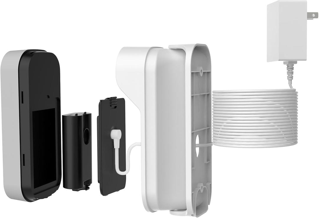 12V Power Adapter Kit for myQ Smart Garage Video Keypad, 25ft Stable Charging Cable & Swivel Angle Bracket, Weatherproof Mounting Bracket for myQ