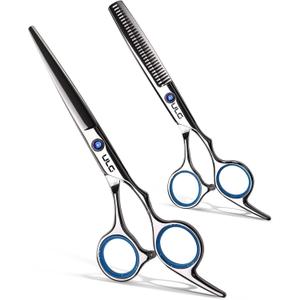 Hair Cutting Scissors Thinning Shears Kit ULG Professional Barber Hairdressing Texturizing Salon Razor Edge Scissor Japanese Stainless Steel 6.5 inch (Silver)