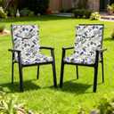 DYTXIII Outdoor High Back Chair Cushions Set of 2, 44x20 in Water Repellent Patio Seat Cushions with Elastic Sponge, All Weather Cushions for Rocking, Dining Chairs, Patio Furniture - Leaves Beige