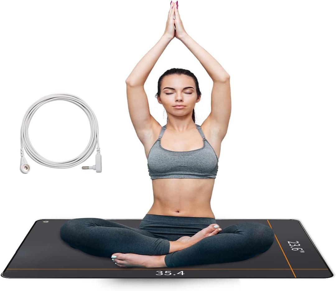 Reconnect to The Earth EMF Recovery Mat, 35.4x23.6 inches, Universal Grounding Sleep & Yoga Mat, Improves Energy, Sleep Assist, Helps with Anxiety - BLACK