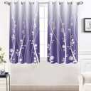 Flower Curtain 52x63 Inches Modern Simple Stripe Pattern Printed Curtains for Living Room Bedroom 2 Panel Set （Purple） CLLSMN313